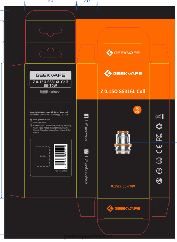 GeekVape 5 Stück/Packung Spule der Z-Serie z0,25 (doppelt) Ohm 6HX8NZ5 GeekVape Store